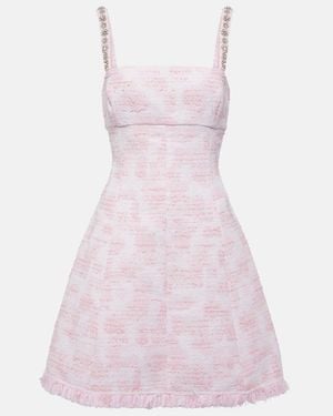 Oscar de la Renta Crystal-Embellished Tweed Minidress - Pink