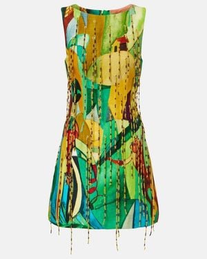 ALÉMAIS Mokshini Beaded Linen-Blend Minidress - Green