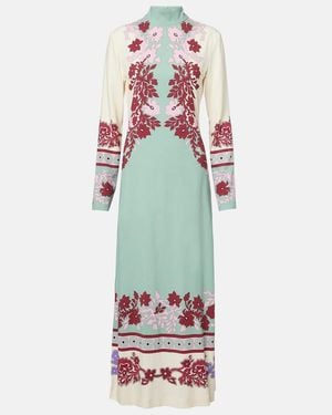 La DoubleJ Halle Floral Satin Maxi Dress - White