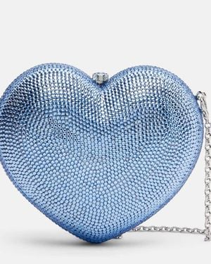 Judith Leiber Clutch L'Amour Petit Coeur Con Cristalli - Blu