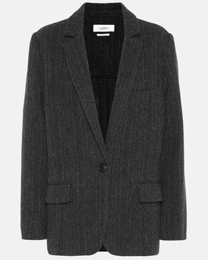 Isabel Marant Charly Herringbone Wool Jacket - Black