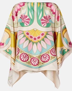 La DoubleJ Square Printed Silk Twill Top - Multicolour