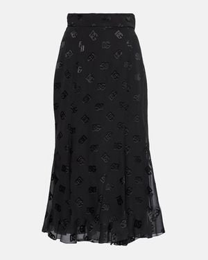 Dolce & Gabbana Dg Devore Satin Midi Skirt - Black