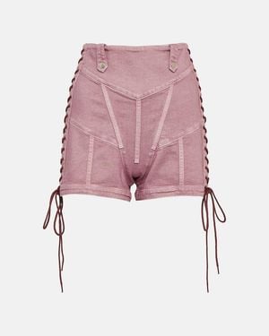 Jean Paul Gaultier X Knwls High-Rise Denim Corset Shorts - Pink