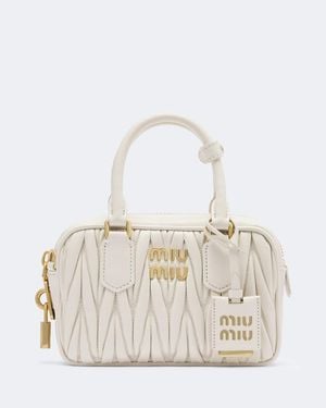 Miu Miu Arcadie Small Leather Top-Handle Bag - White