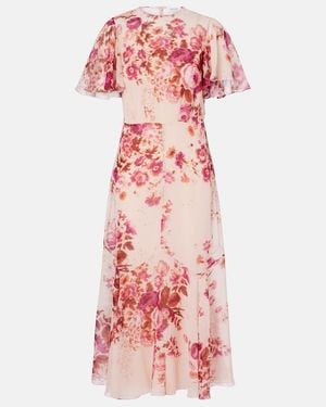 Erdem Floral Silk Midi Dress - Pink