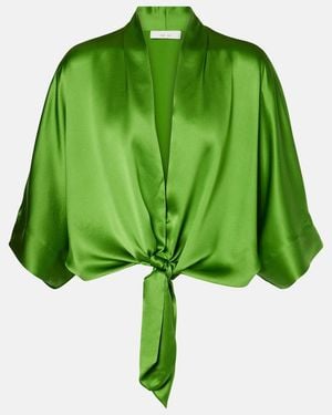 The Sei Cropped-Bluse Aus Seidensatin - Grün