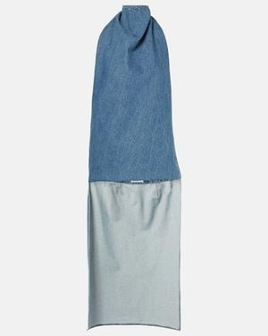 Alaïa Caped Denim Top - Blue