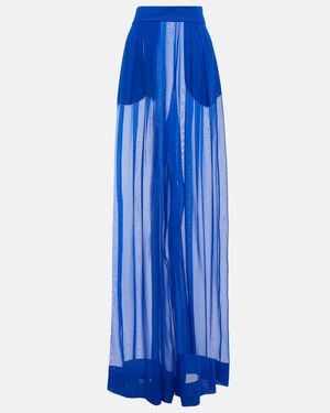 LAQUAN SMITH High-Rise Wide-Leg Silk Trousers - Blue