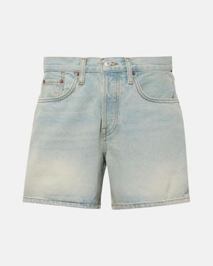 RE/DONE Mid-Rise Denim Shorts - Blue