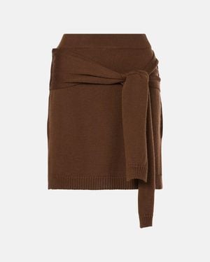 Lemaire Trompe L'Oil Wool-Blend Miniskirt - Brown
