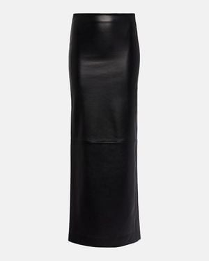 Monot Low-Rise Leather Maxi Skirt - Black