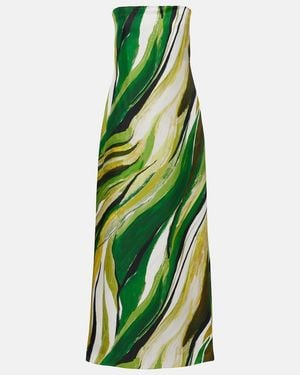 Christopher Esber Strapless Printed Silk Gown - Green