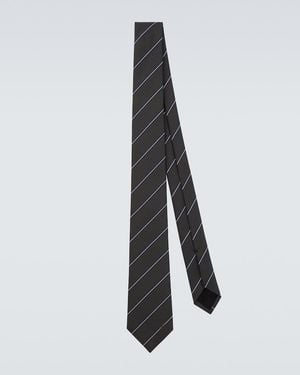 Gucci Horsebit Striped Silk Jacquard Tie - Grey