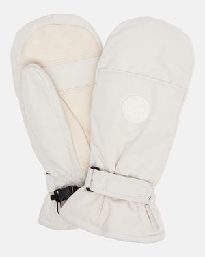 Yves Salomon Leather-Trimmed Mittens - White