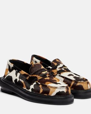 Sacai X J.M. Weston 180 Calf Hair Penny Loafers - Black