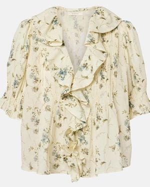 Doen Henri Floral Cotton Voile Top - Metallic