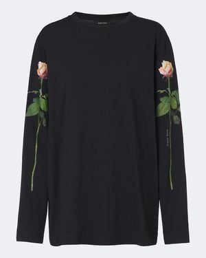 Simone Rocha Floral Cotton Jersey T-Shirt - Blue