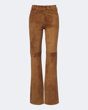 Nili Lotan Joan Suede Wide-Leg Trousers - Brown