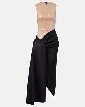 David Koma Sequined Draped Maxi Dress - Black