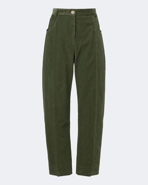 Blazé Milano Sorraia Cotton Corduroy Barrel-Leg Trousers - Green