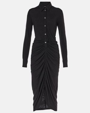 Isabel Marant Ivalia Gathered Jersey Polo Dress - Black