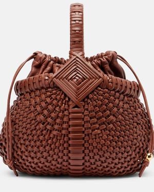 Loewe Bucket Bag Diamond Round Mini Aus Leder - Rot
