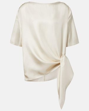 Loulou de Saison Mano Silk Satin Top - White