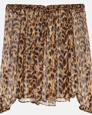 Isabel Marant Vutti Printed Off-Shoulder Blouse - Brown