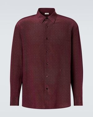 Saint Laurent Hemd Cassandre Aus Crepe De Chine Aus Seide - Rot