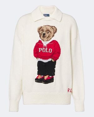 Polo Ralph Lauren Pullover Polo Bear Aus Einem Leinengemisch - Weiß