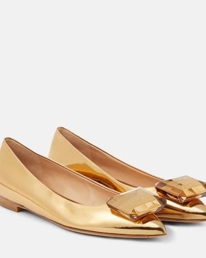 Gianvito Rossi Jaipur Embellished Leather Ballet Flats - Natural
