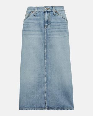 RE/DONE Falda Midi Low Rider En Denim - Azul