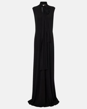 Plan C Scarf-Detail Jersey Maxi Dress - Black