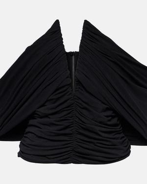 Magda Butrym Off-Shoulder Cropped Jersey Blouse - Black
