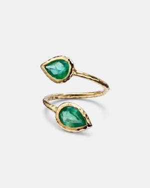 Octavia Elizabeth Moi And Toi 18Kt Ring With Emeralds - Green