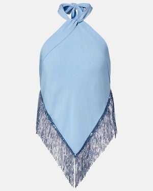 Rabanne Chainmail Halterneck Crepe Top - Blue