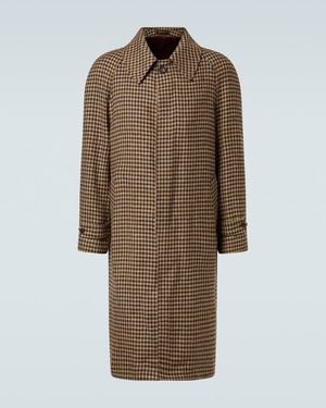 Rubinacci Houndstooth Virgin Wool Coat - Brown