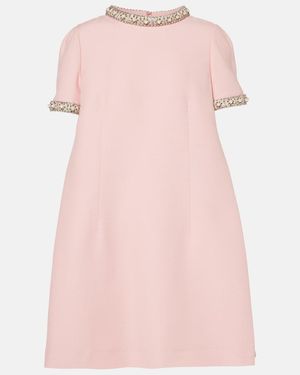 Valentino Crepe Couture Embroidered Minidress - Pink
