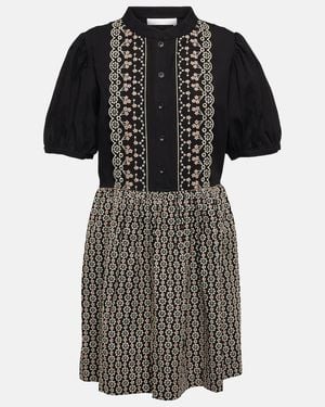 See By Chloé See By Chloe Floral Embroidered Cotton Minidress - Black