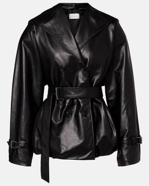 Magda Butrym Hooded Leather Jacket - Black