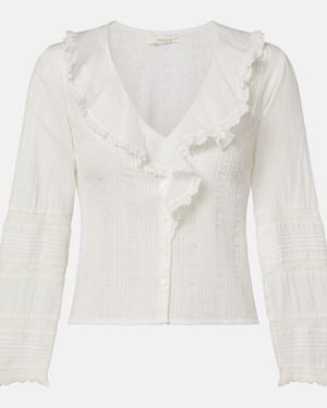 Doen Huguette Ruffled Cotton Blouse - White