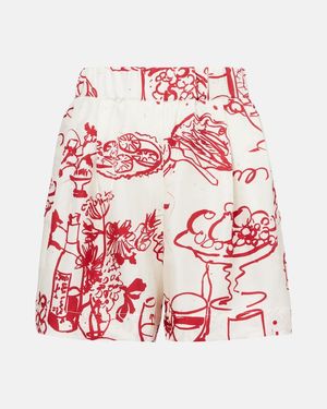 Asceno Zurich Printed Silk Twill Shorts - Red