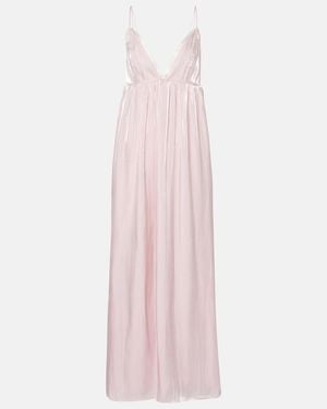 Ganni Satin Maxi Dress - Pink