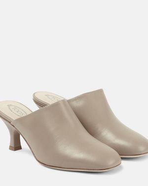 Tod's Leather Mules - Grey