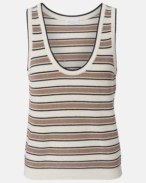 Brunello Cucinelli Striped Cotton-Blend Top - Gray