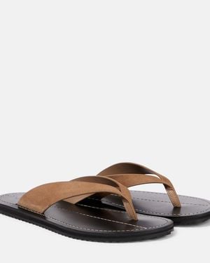 A.Emery Flora Suede Thong Sandals - Brown