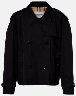 Burberry Gabardina Cropped De Algodon - Negro