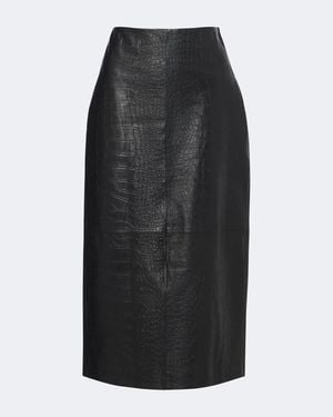 Arma Meeka Croc-Effect Leather Pencil Skirt - Black