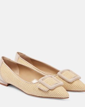 Manolo Blahnik Maysalepumpflat Raffia Ballet Flats - Natural